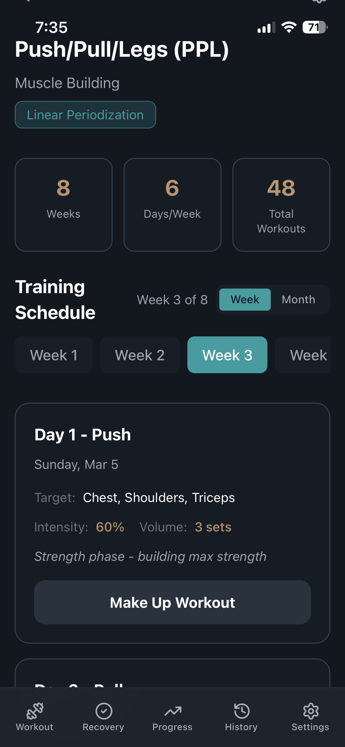 Push Pull Legs training plan